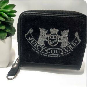 Vintage Y2K Juicy Couture Black and Silver Suede Wallet 
FLAWS